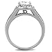 Marimor Jewelry 2.95 Carat Halo Cubic Zirconia Stainless Steel Engagement Ring Band Women's Size 5-10