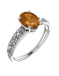 Platinum 8.00x6.00mm Oval Cut Bronze Tourmaline Ring -- LIFETIME WARRANTY