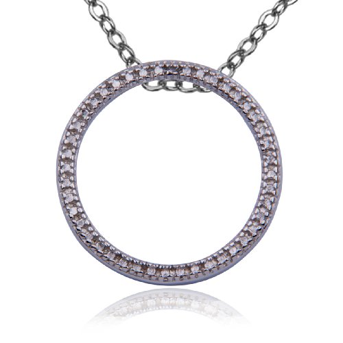 Click here for SS Platinum Plated Genuine Diamond Accent Circle P... prices
