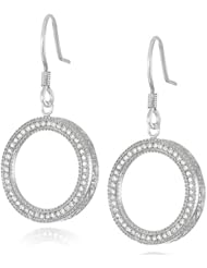 Sterling Silver Cubic Zirconia Open Circle Dangle Earrings