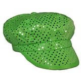 LIME GREEN SPARKLING SEQUIN NEWSBOY CABBIE HAT