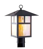 Livex Lighting 2134-07 Montclair Mission 1 Light Outdoor Bronze Finish Solid Brass Post Head  with Iridescent Tiffany Glass