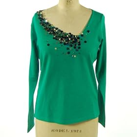 Buy August Silk Asymmetrical Beaded Long Sleeve Top by August Silk