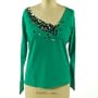 August Silk Asymmetrical Beaded Long Sleeve Top
