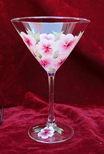 Hand Painted Martini Glasses - Cherry Blossoms (Set of 2)
