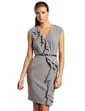 Calvin Klein Womens Ruffle Dress Front,Tin,6