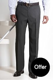 Flat Front Crease Resistant Self Stripe Trousers