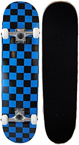 Runner Sports Complete Full Size Maple Checkerboard Deck Skateboard (Blue)