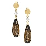 9ct Yellow Gold Diamond Smoky Quartz Earrings