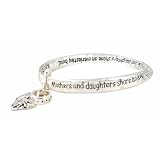 Bracelet   B264   Bangle Style   Inscribed with Mothers and Daughters Share an Everlasting Bond ~ Silver Tone Metal silver graphics