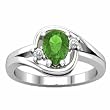 14K White Gold Tsavorite (Green Garnet) and Diamond Ring