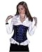  : Victorian Blue Satin Steel Boned Corset With Top Lace Trim Waister Cincher LVG9199
