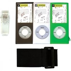 iEssentials Skin Case with Belt Clip and Armband for iPod Nano 4G (Black/Clear/Green)