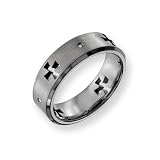 Titanium Celtic Cross Cut Out with Diamond 7mm Comfort Fit Wedding Band Ring (SIZE 6-15 )