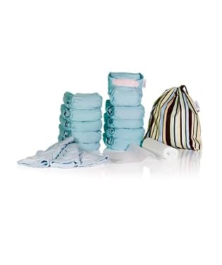 The Pop-In Bamboo Nappy Multi Pack - Birth to Potty - Duck egg