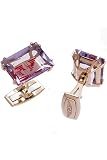 18k Solid Gold with Fancy Cut Rectangle Amethyst Cufflinks by Herzog