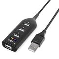 TRIXES 4 PORT USB MULTI HUB EXPANSION SPLITTER BLACK