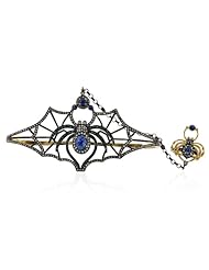 18kt Yellow Gold Blue Sapphire Diamond Pave Palm Bracelet with Ring Silver Wedding Jewelry