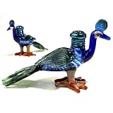 Peacock Handblown Glass Salt and Pepper Shaker Set