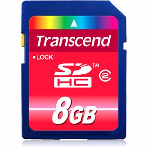 Transcend 8 GB SDHC Class 2 Flash Memory Card TS8GSDHC2 (Red)