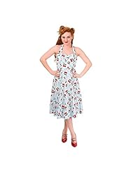 Knee Length Cotton/Elastane Halter Pleated Vintage  Dress