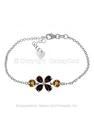 Garnet Flower Bracelet with Citrine Accents in 14k White Gold