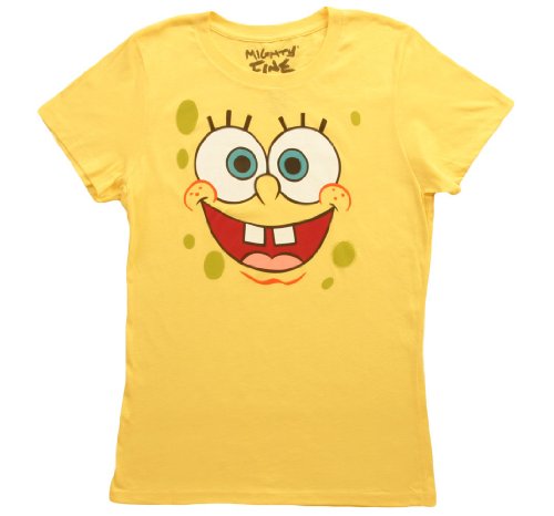 SpongeBob SquarePants Basic Bob Face Yellow Juniors T-shirt Tee