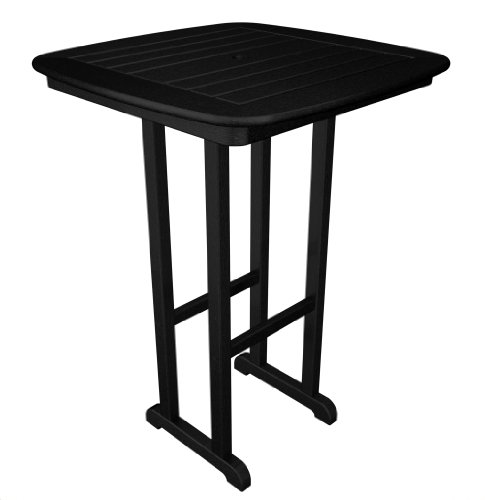 Recycled Plastic Nautical 31 Bar Height Table by Polywood Frame Color: Black