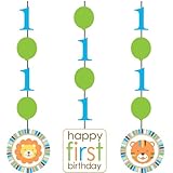 Creative Converting Sweet at One Boys Hanging Cutout Party Decorations, 3-Piece Per Package