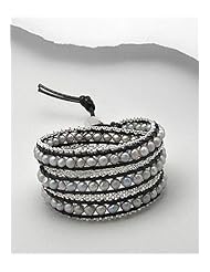Black Cotton Fresh Water Pearls Bracelet In White Base