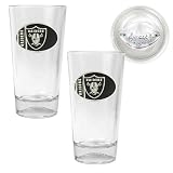travel mugs NFL Oakland Raiders Two Piece Pint Ale Glass Set with Football Bottom - Oval Logo