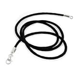 New BLACK Leather Cord Chain Sterling Silver Necklace 16