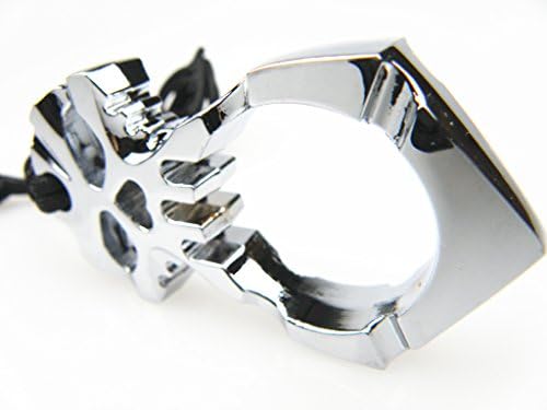 DWGEAR EDC Outdoor Stainless Steel EDC Ferocious Skull Skeleton Pendant Keychain Self Defense Tool (SILVER)