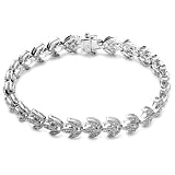 14k White Gold Diamond Milgrain Leaf Design Bracelet (1 cttw, I-J Color, I2-I3 Clarity)