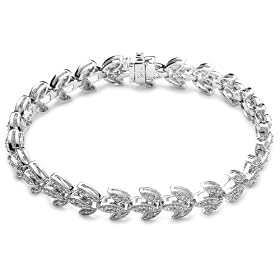 14k White Gold Diamond Milgrain Leaf Design Bracelet (1 cttw, I J Color, I2 I3 Clarity) 14k White Gold Diamond Milgrain Leaf Design Bracelet (1 cttw, I-J Color, I2-I3 Clarity)