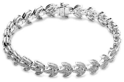 41iuTf3GfSL 14k White Gold Diamond Milgrain Leaf Design Bracelet