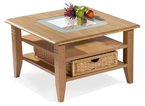 Design Couchtisch Tilburg Wohnzimmertisch 80 x 80 cm, Holztisch Buche