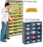 10 Shelf Closed Steel Shelving With 28 Akro Bins 36X18X75