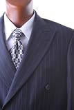 Men's Double Breasted Navy Pinstripe Super 150's Wool Feel Dress Suit