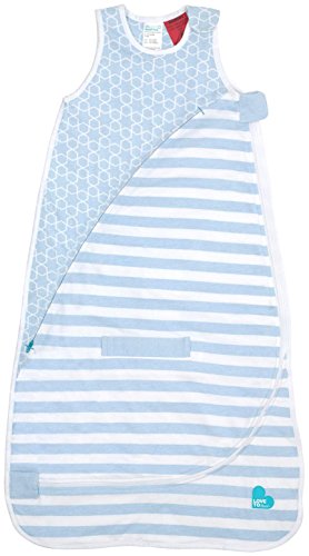 Love To Dream Inventa Sleep Bag/Wearable Blanket with Unique Vented Cooling System, Luxurious Super-Soft Cotton, Stylish Fashion Design, 1.0 TOG, 4-12 Months, Light Blue