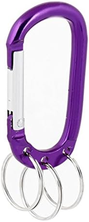 Purple Aluminum Carabiner Clip w 3 Split Key Ring Chain 2pcs