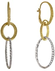 CleverEves 18Kt Gold W & Y Earrings Textured