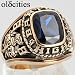 10K Yellow Gold 6.2 Ct Created Sapphire Bartlett High 1988 Class Ring - OldCities Estate Jewelry