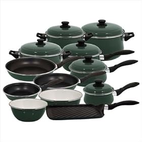 Magefesa 01BVPROVVE Provence Green Gloss Enamel on Steel 16 and 2 Piece Cookware Set