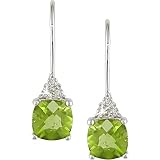 10K White Gold .03 ctw Diamond and Peridot Earrings