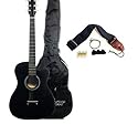 38" Black Cutaway Acoustic Guitar with Gig Bag and Accessories