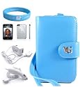 5-in-1 Ipod Touch 2g and 3g Accessories Pack of Car Charger + Wall Charger + Screen Protector + Blue Wallet Carrying Case + Wristband