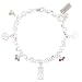Peace Sign Charm Bracelet in Sterling Silver with Citrine, Garnet, Amethyst and Peridot Gemstone Beads on a 7 1/2" Rolo Chain, #8217