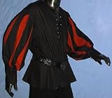 Hemd Mittelalter Gothic Landsknecht schwarz rot Größe XL