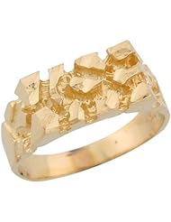 10k Yellow Gold Diamond Cut Nugget Style Bold Attractive Baby Ring